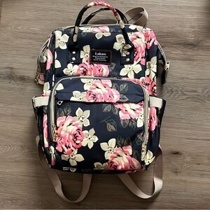 Floral Women's Backpack - Pink and Cream